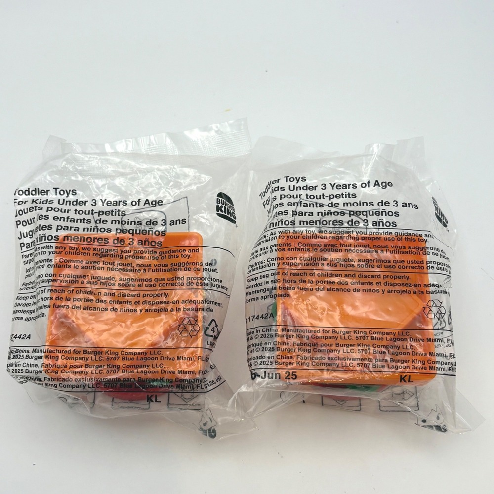 Lot of 2 Burger King Toddler Toys Stackable Burger Shapes Red Bun New Sealed BK